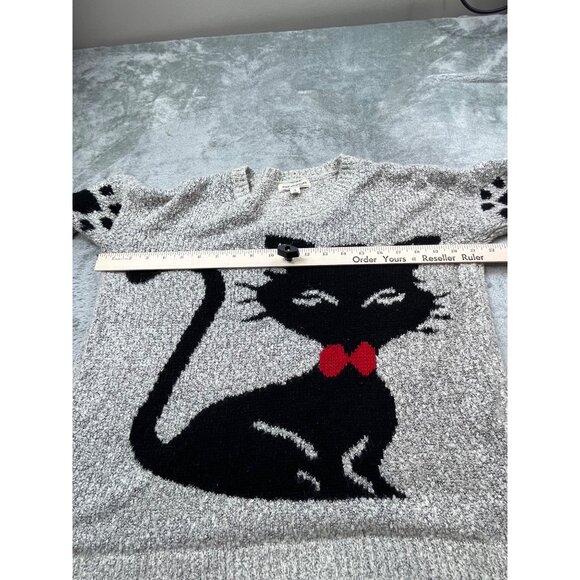 Black Cat Knit Sweater By Poof Excellence - Womens Small Acrylic/Polyester Blend - Picture 4 of 11